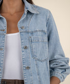 KUT from the Kloth - Bailey - Button Front Jacket - Light Wash - happenstance.