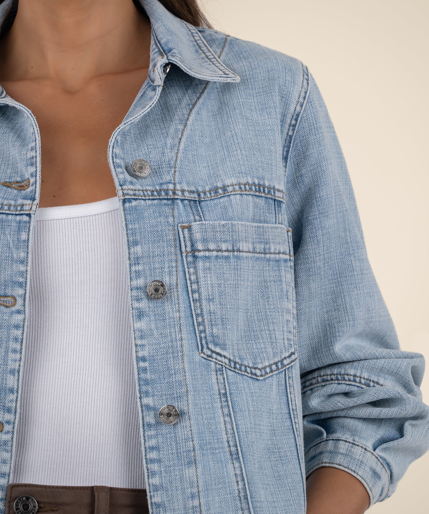 KUT from the Kloth - Bailey - Button Front Jacket - Light Wash - happenstance.