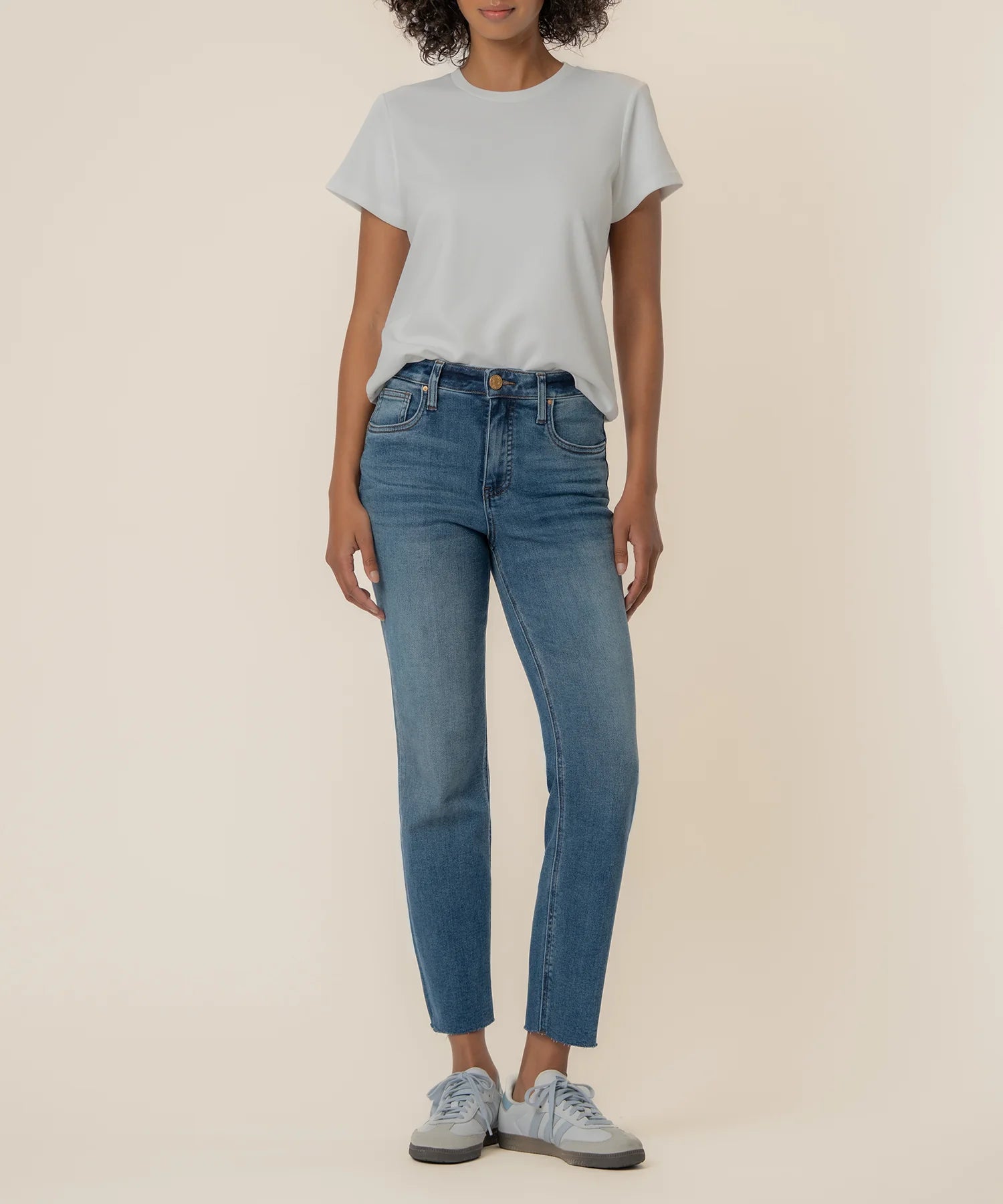 KUT from the Kloth - Rachael High Rise Fab Ab Mom Raw Hem - Faithful - happenstance.