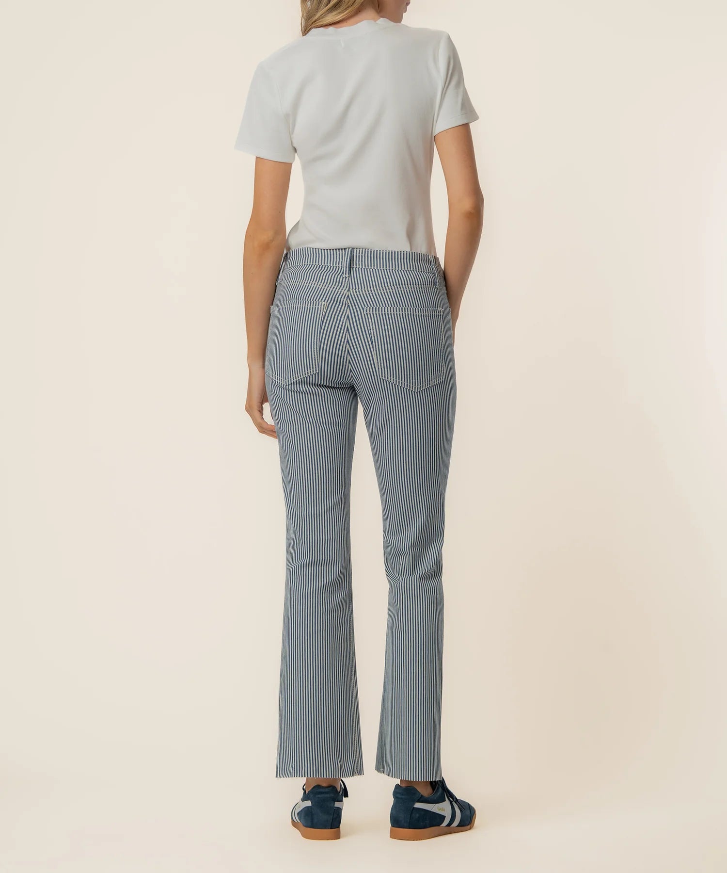 KUT from the Kloth - Kelsey High Rise Ankle Flare - Navy/Ivory - happenstance.