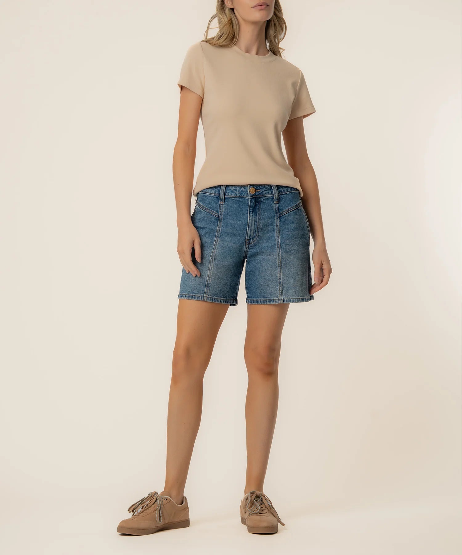 KUT from the Kloth - Hailey High Rise Short w/ Front & Back Yokes - Shine - happenstance.