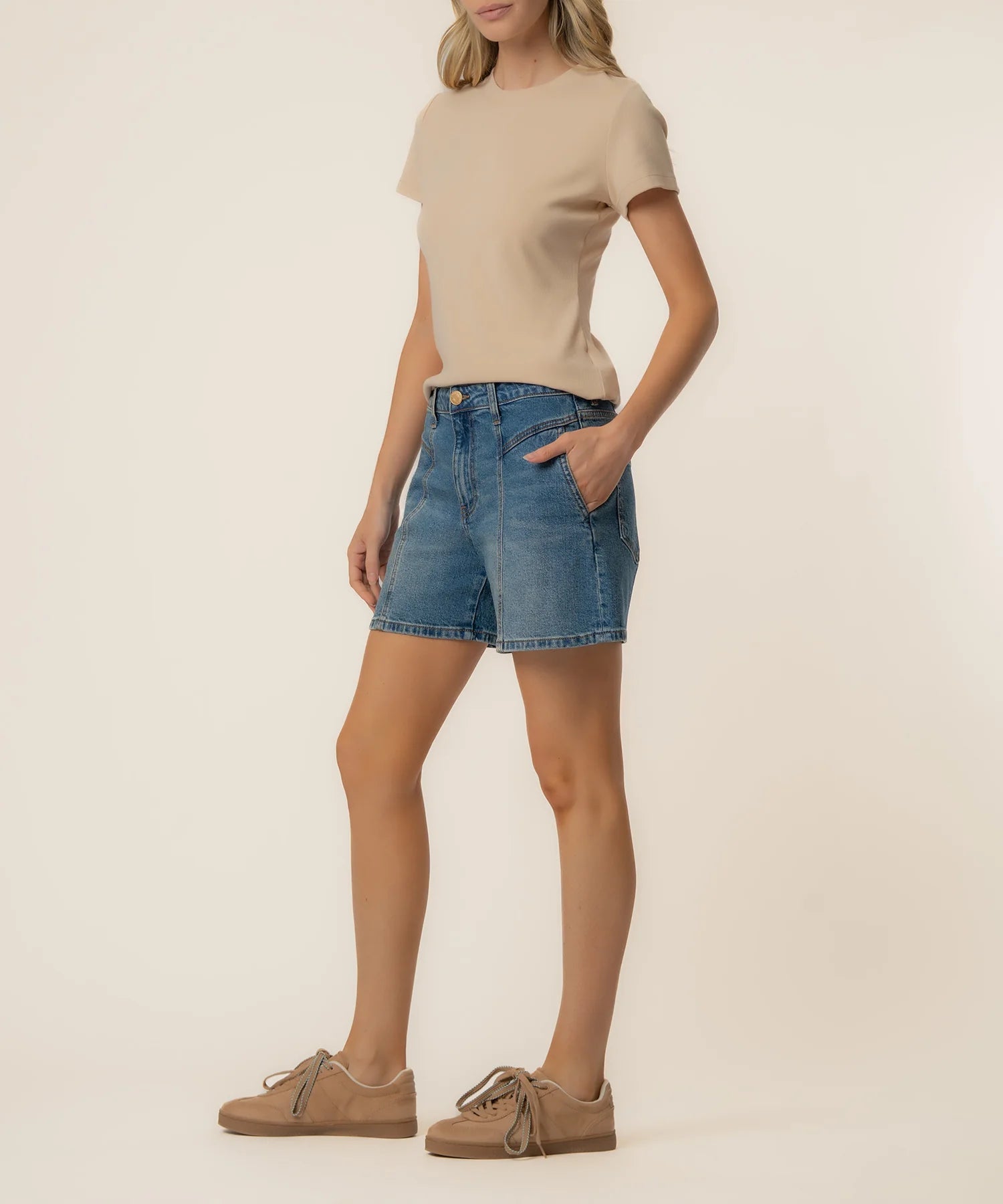 KUT from the Kloth - Hailey High Rise Short w/ Front & Back Yokes - Shine - happenstance.