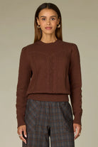 Long puff sleeve brown sweater 