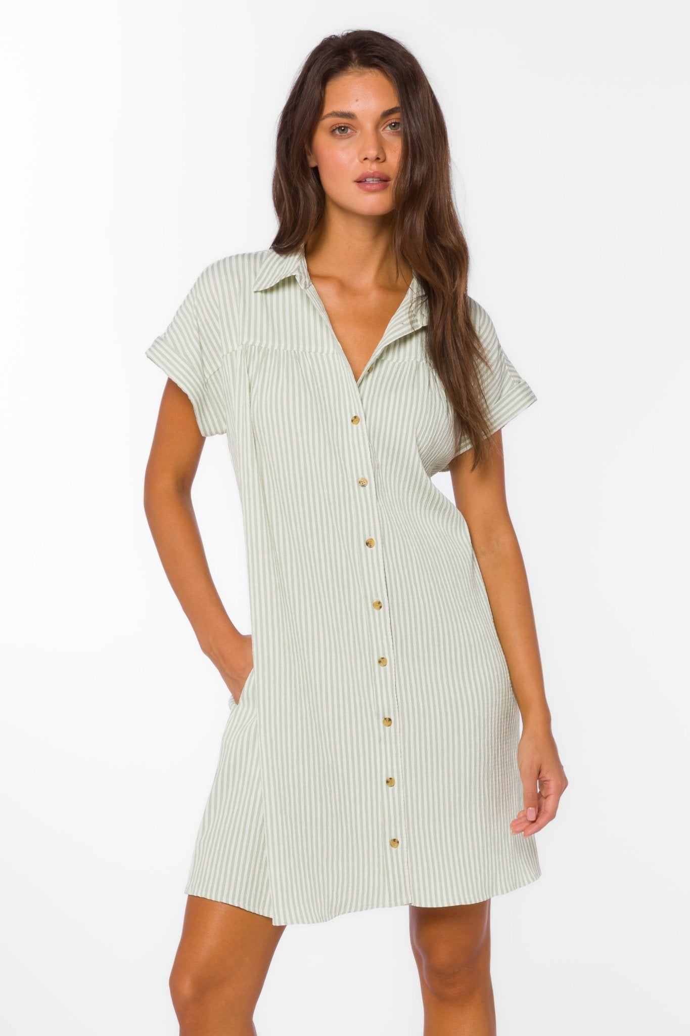 Merilee Seersucker Shirt Dress - happenstance.