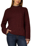 Red mock neck whip stitch sweater 
