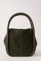Dark green suede bucket bag purse 