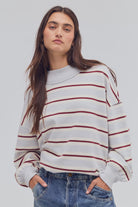 Blue and Red Striped Mockneck Sweatshirt 