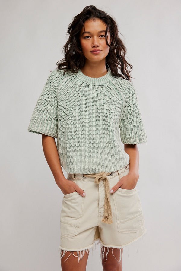 Free People - Amy Sweater Tee - Cameo Green - happenstance.