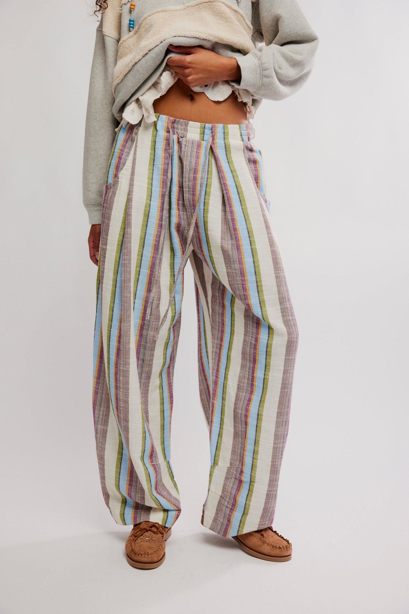 Free People - Chambers Laid Back Stripe Pant - Ivory Combo - happenstance.