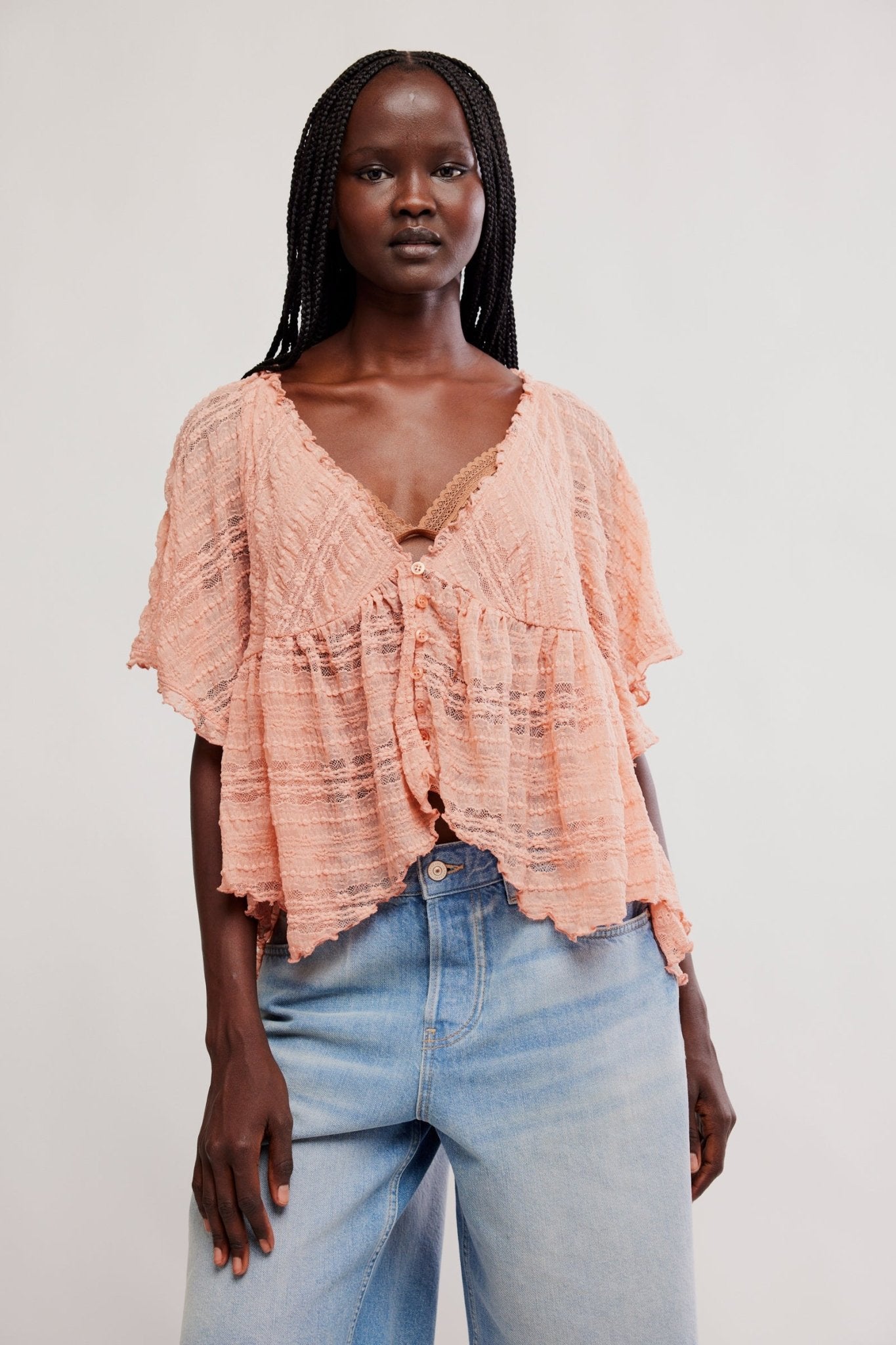 Free People - In Your Dreams Lace Top - Coral Kiss - happenstance.