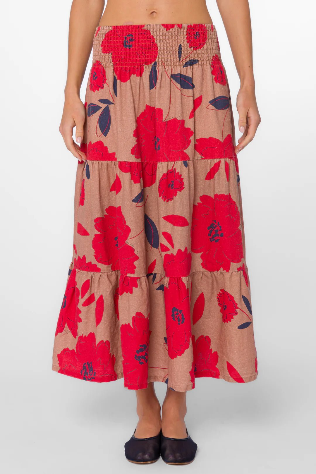Tan floral maxi skirt 