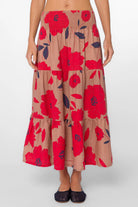 Tan floral maxi skirt 
