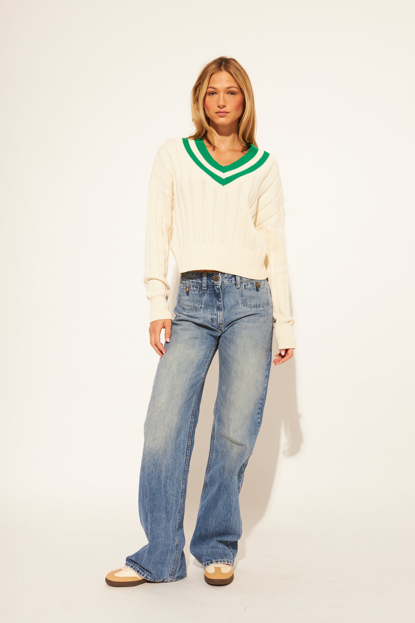 Theodore V - Neck Collegiate Sweater - happenstance.
