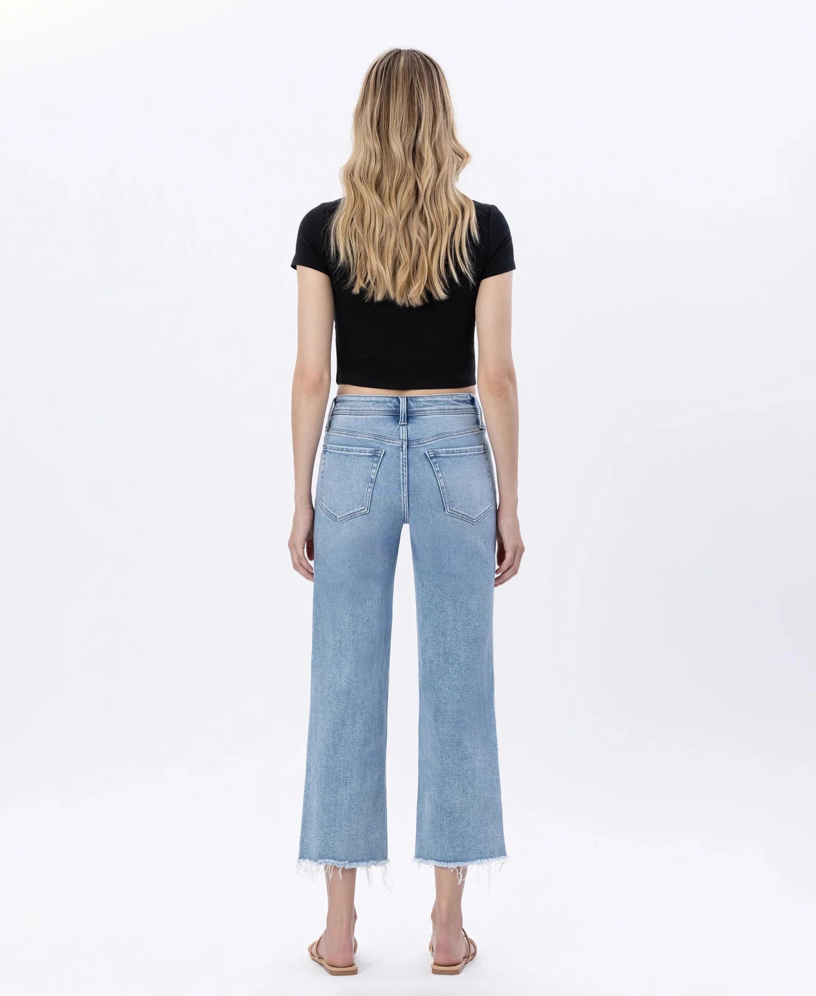 High Rise Crop Slim Wide Leg Jean - Sunflower - happenstance.