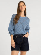 Blue open knit detail sweater 