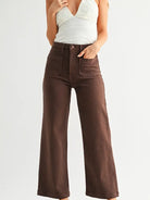 Brown patch pocket wide leg jeans