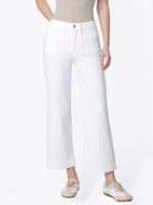 High Rise Patch Pocket Wide Leg Jeans - Optic White - happenstance.