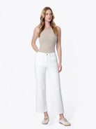 High Rise Patch Pocket Wide Leg Jeans - Optic White - happenstance.