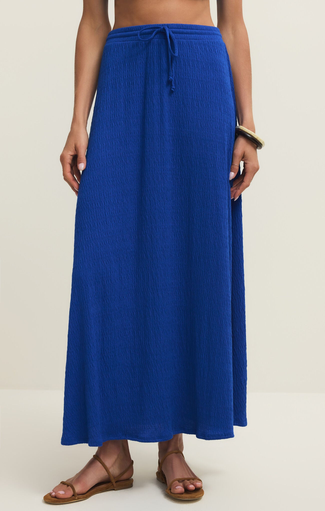 Blue maxi skirt with drawstring 