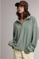 Green striped quarter zip sweatshirt 