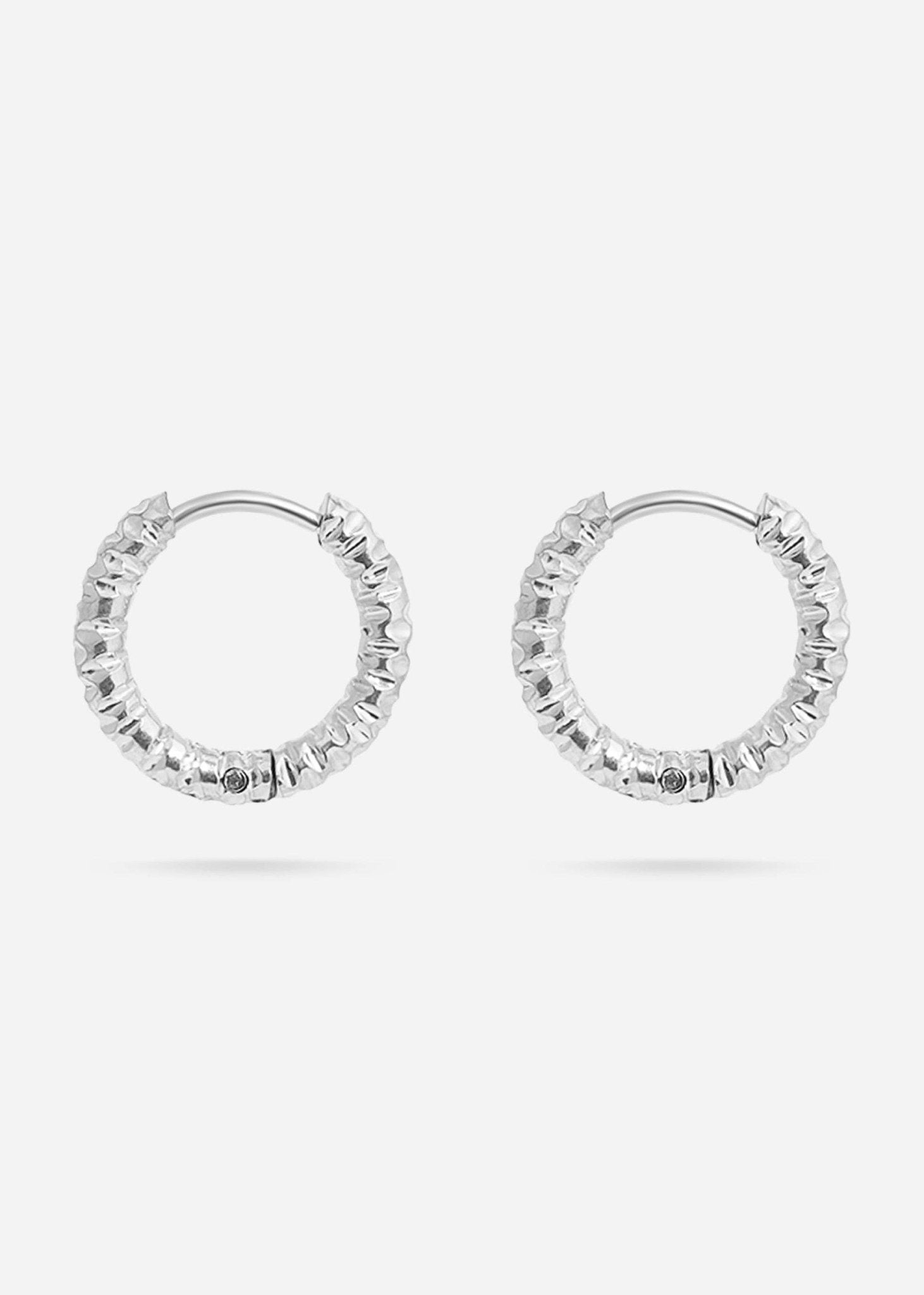 Textured Huggie Hoop Earrings - 15mm Stainless Steel - happenstance.