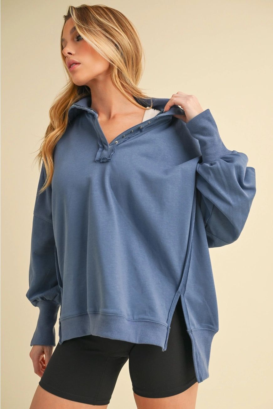 Blue henley sweatshirt 