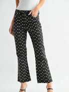 Polka dot crop flare jeans 