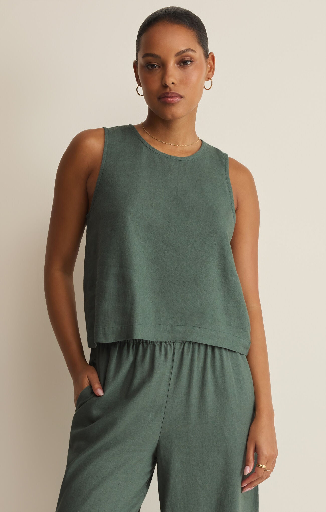 Z - Supply - Sloane Linen Top - Everglade - happenstance.