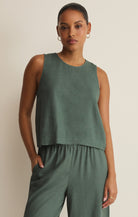 Z - Supply - Sloane Linen Top - Everglade - happenstance.