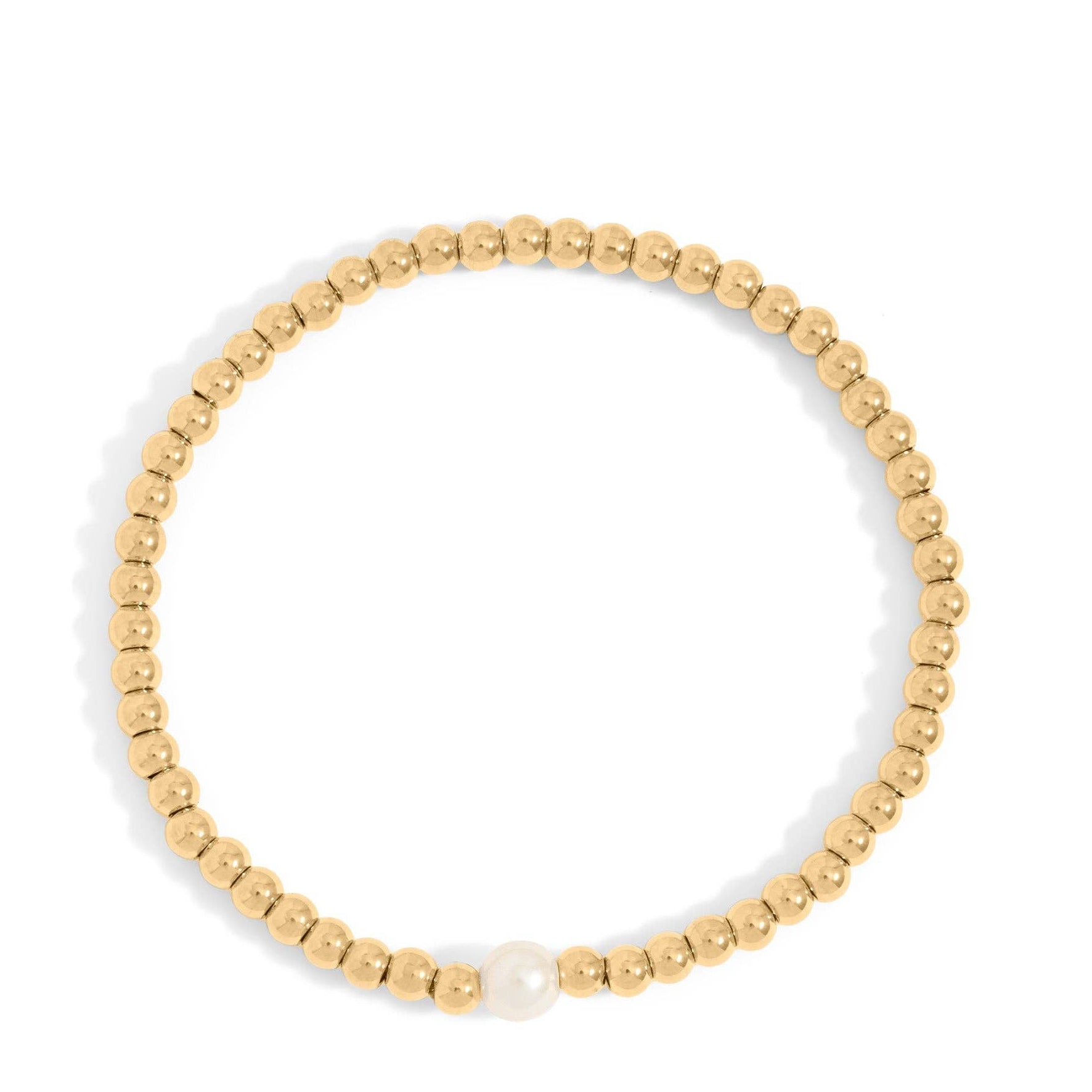 Stretchy Bracelet with Pearl - Gold - happenstance.