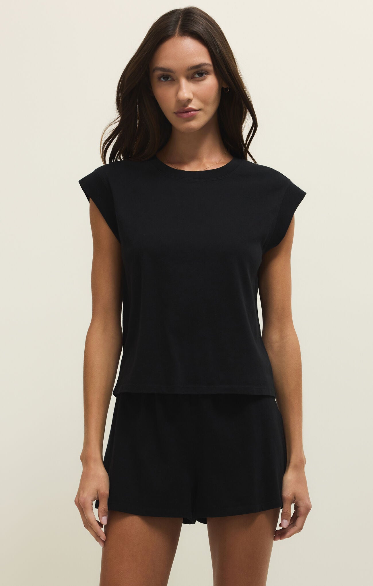 Z Supply - Camino Jersey Top - True Black - happenstance.