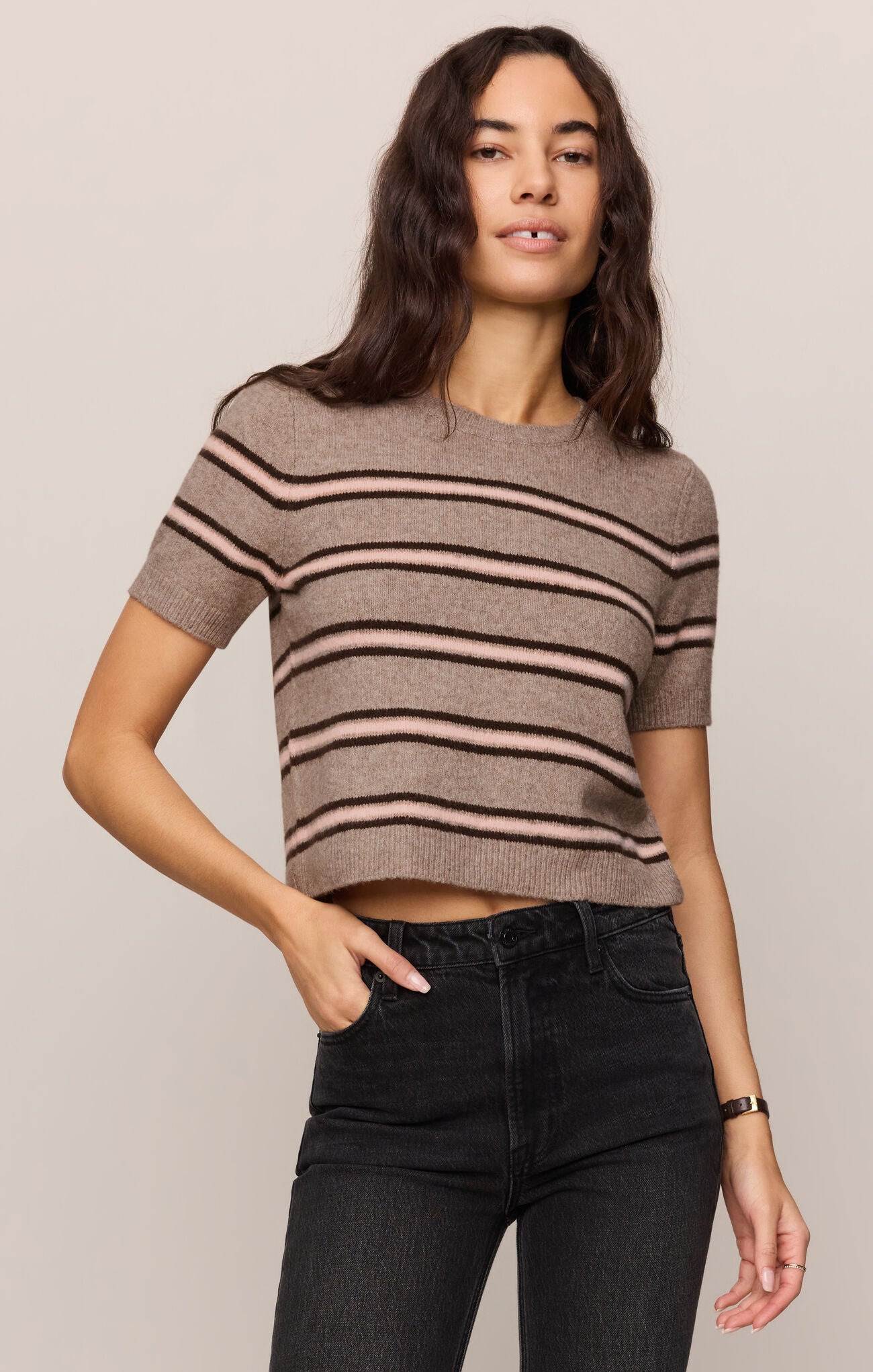 Grey striped sweater tee 