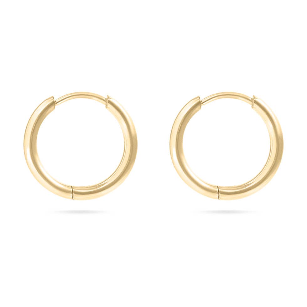 Classic Hoop Huggie Earrings - 10mm Gold - happenstance.