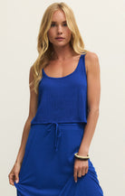 Blue scoop neck flowy tank top 