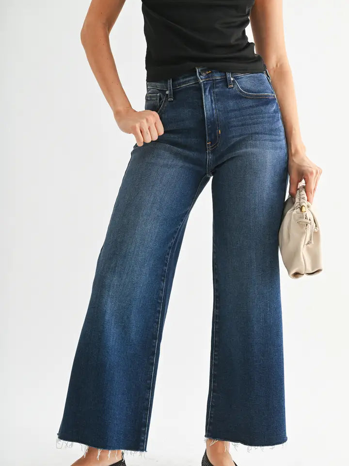 Wide leg dark wash jeans 