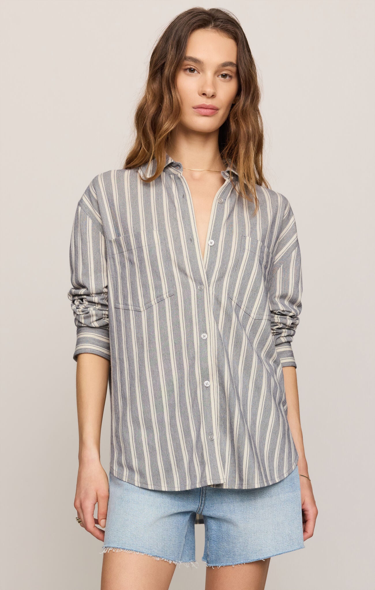 Grey stripe button up 
