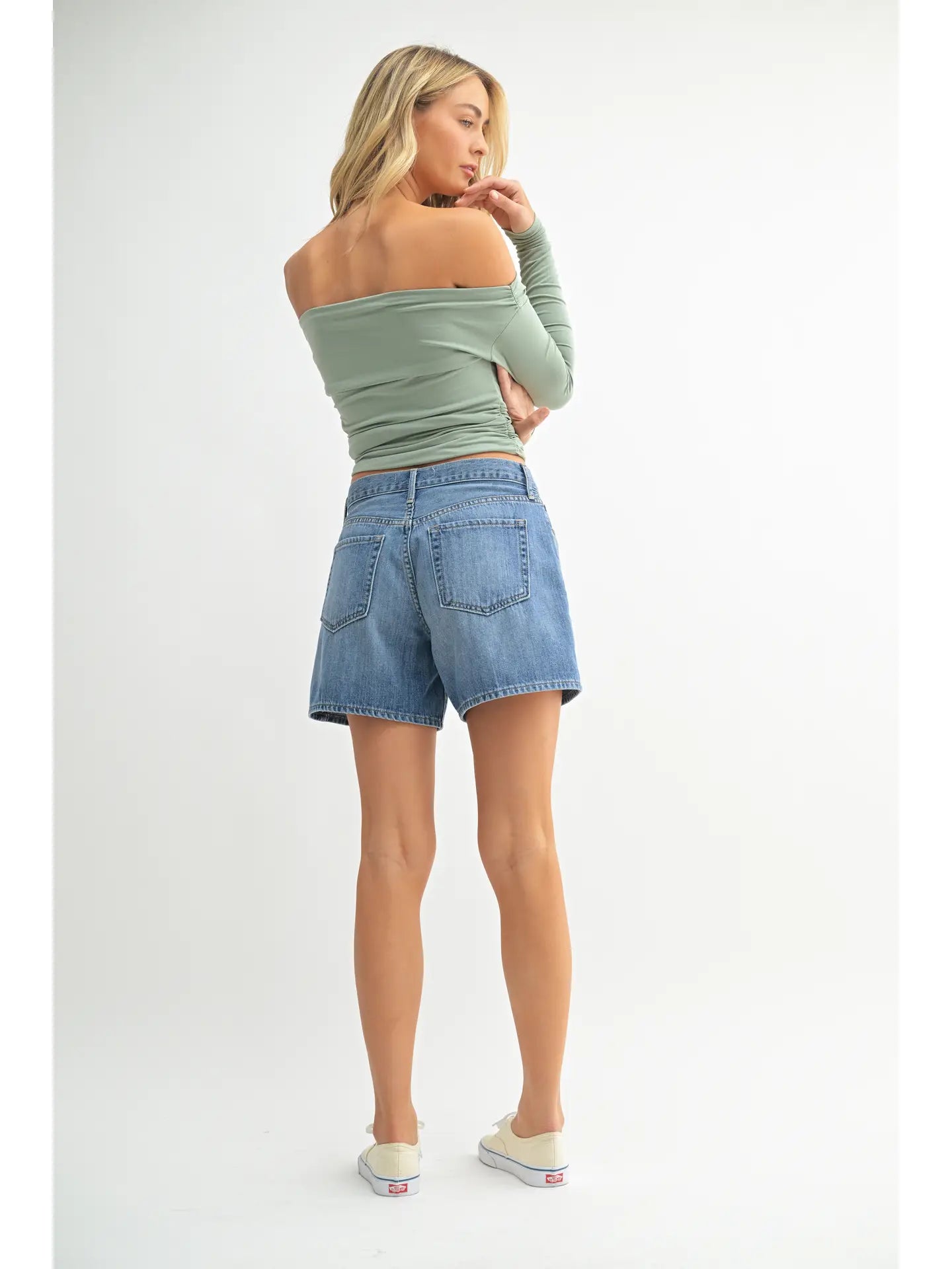 Lightweight High Rise Short - Medium Wash - happenstance.