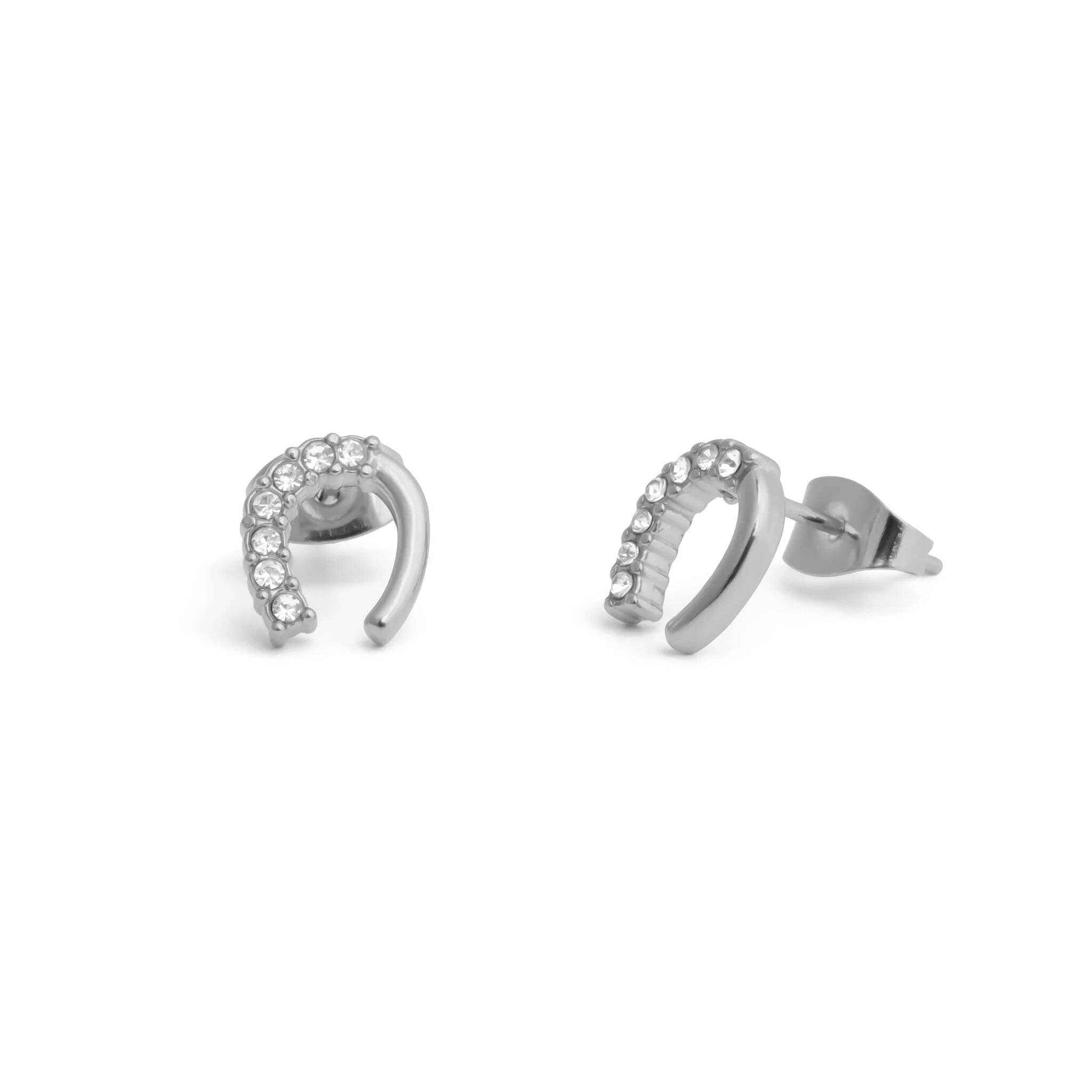 Horse Shoe Stone Earring - Stainless Steel - happenstance.