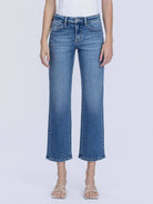 Medium wash straight ankle jeans