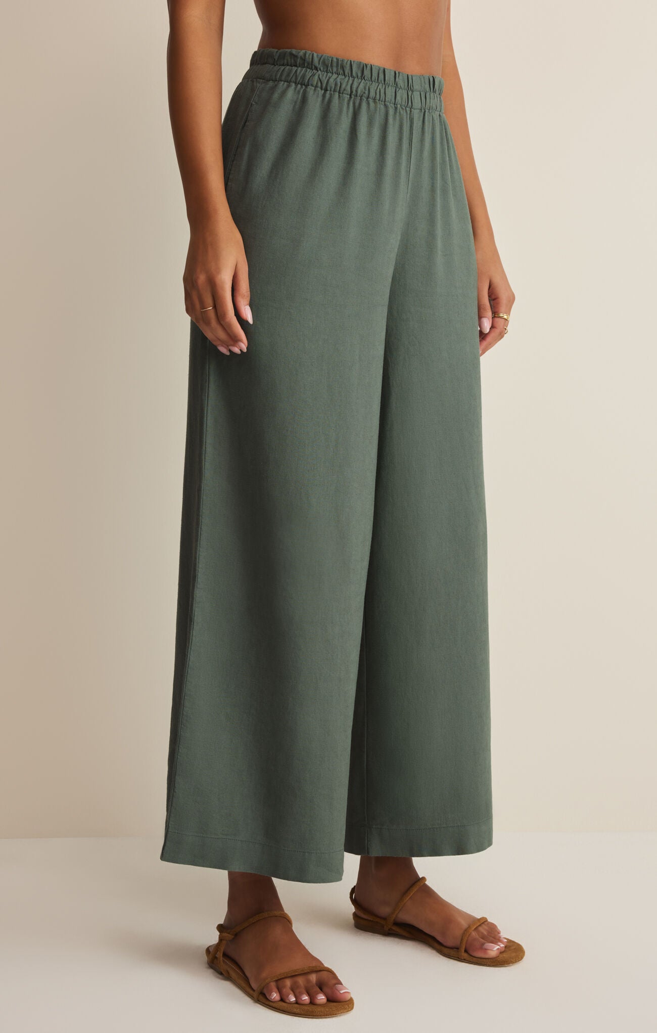 Z Supply - Scout Linen Pant - Everglade - happenstance.