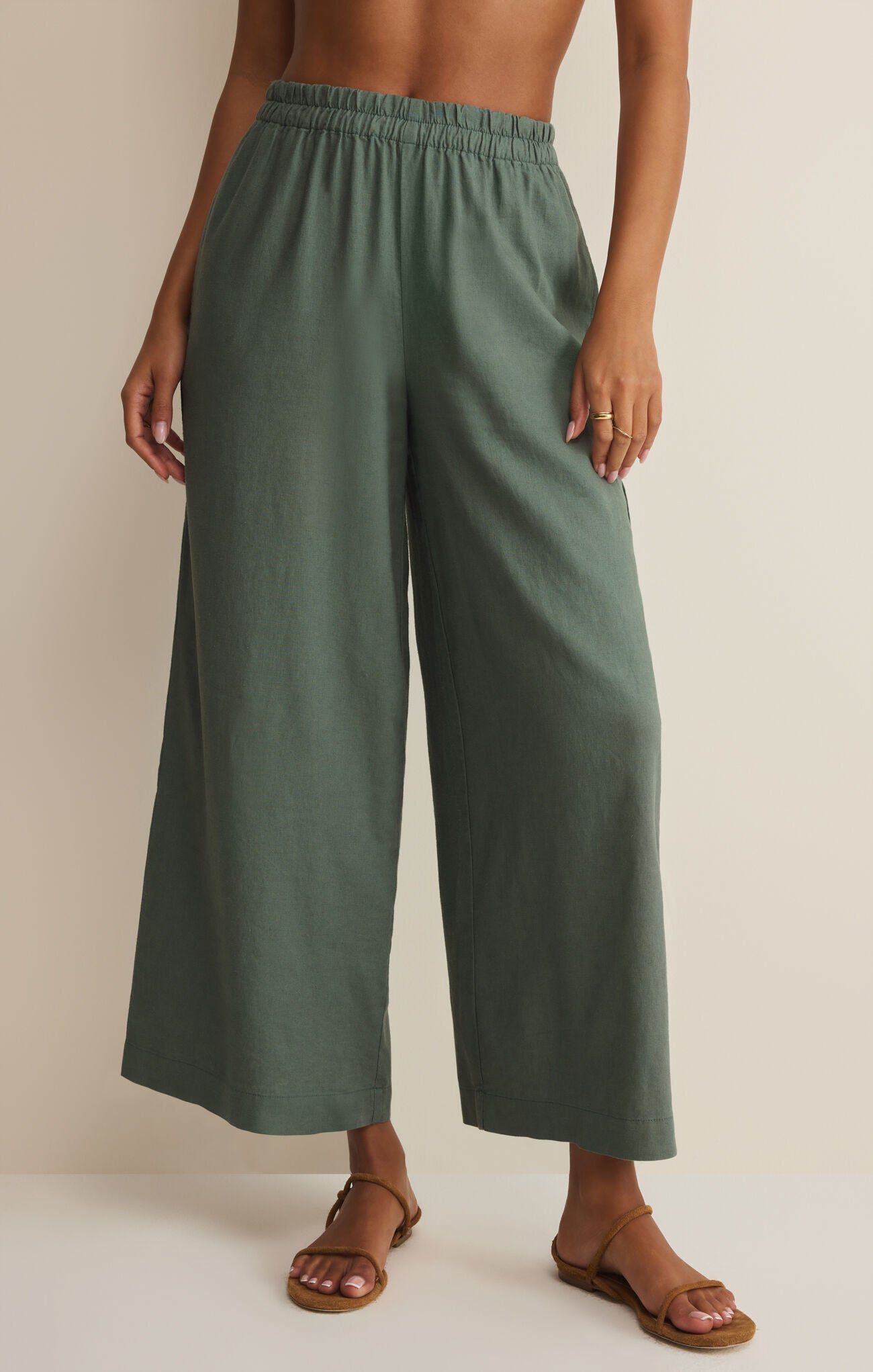 Z Supply - Scout Linen Pant - Everglade - happenstance.