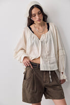 Ivory pheasant sleeve blouse