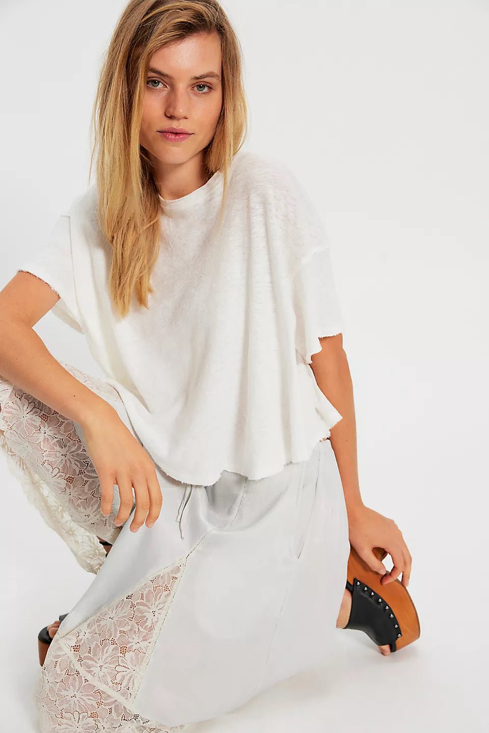 Free People - Elsie Swing Tee - Whisper White - happenstance.