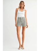 High Rise Utility Cargo Short - Olive Stripe - happenstance.