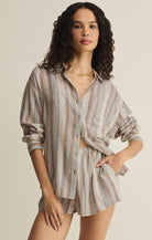 Z Supply - The Perfect Stripe Button Up - Island Coconut - happenstance.