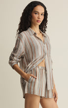Z Supply - The Perfect Stripe Button Up - Island Coconut - happenstance.