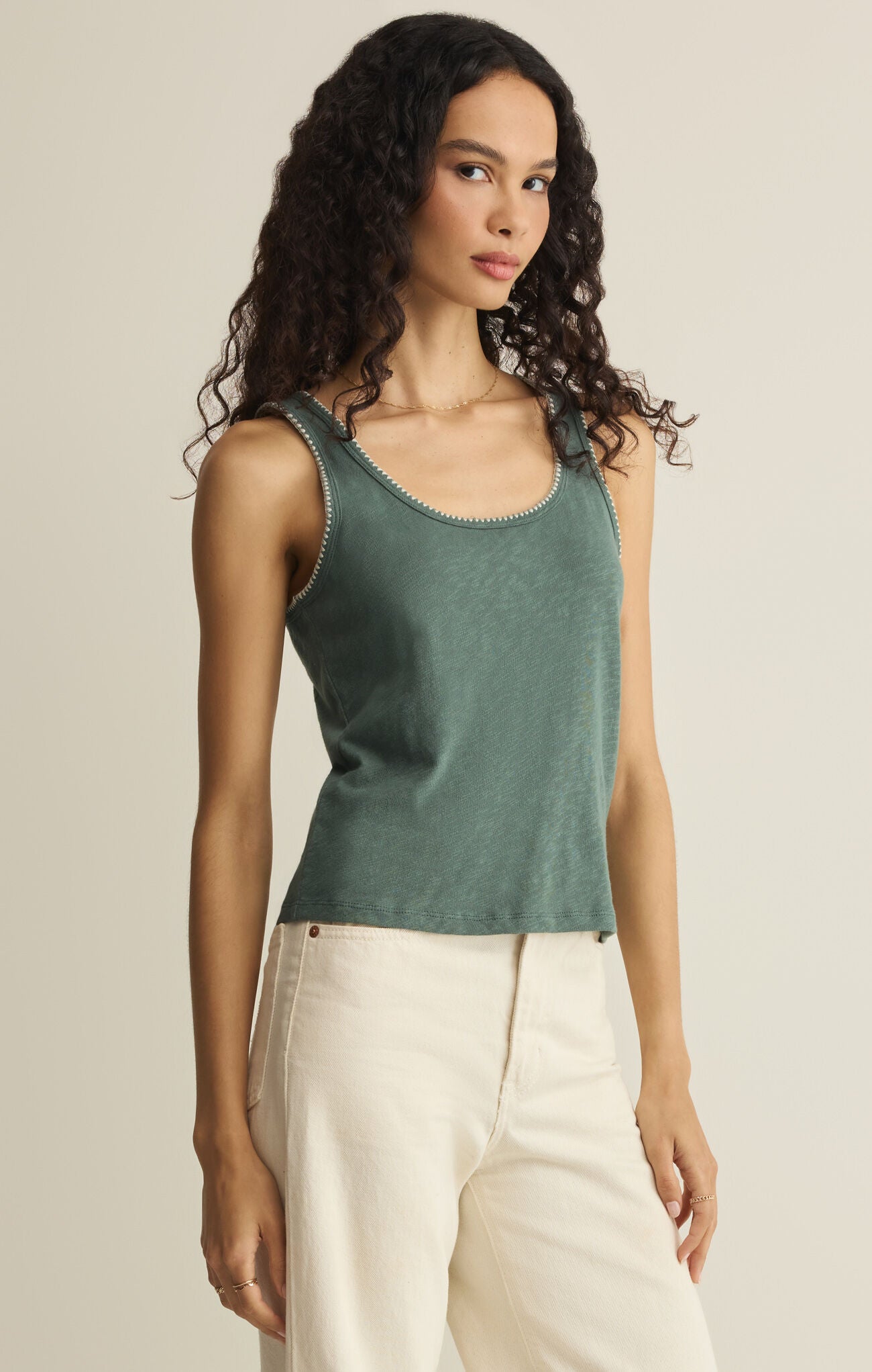 Z Supply - Julian Crochet Tank - Everglade - happenstance.