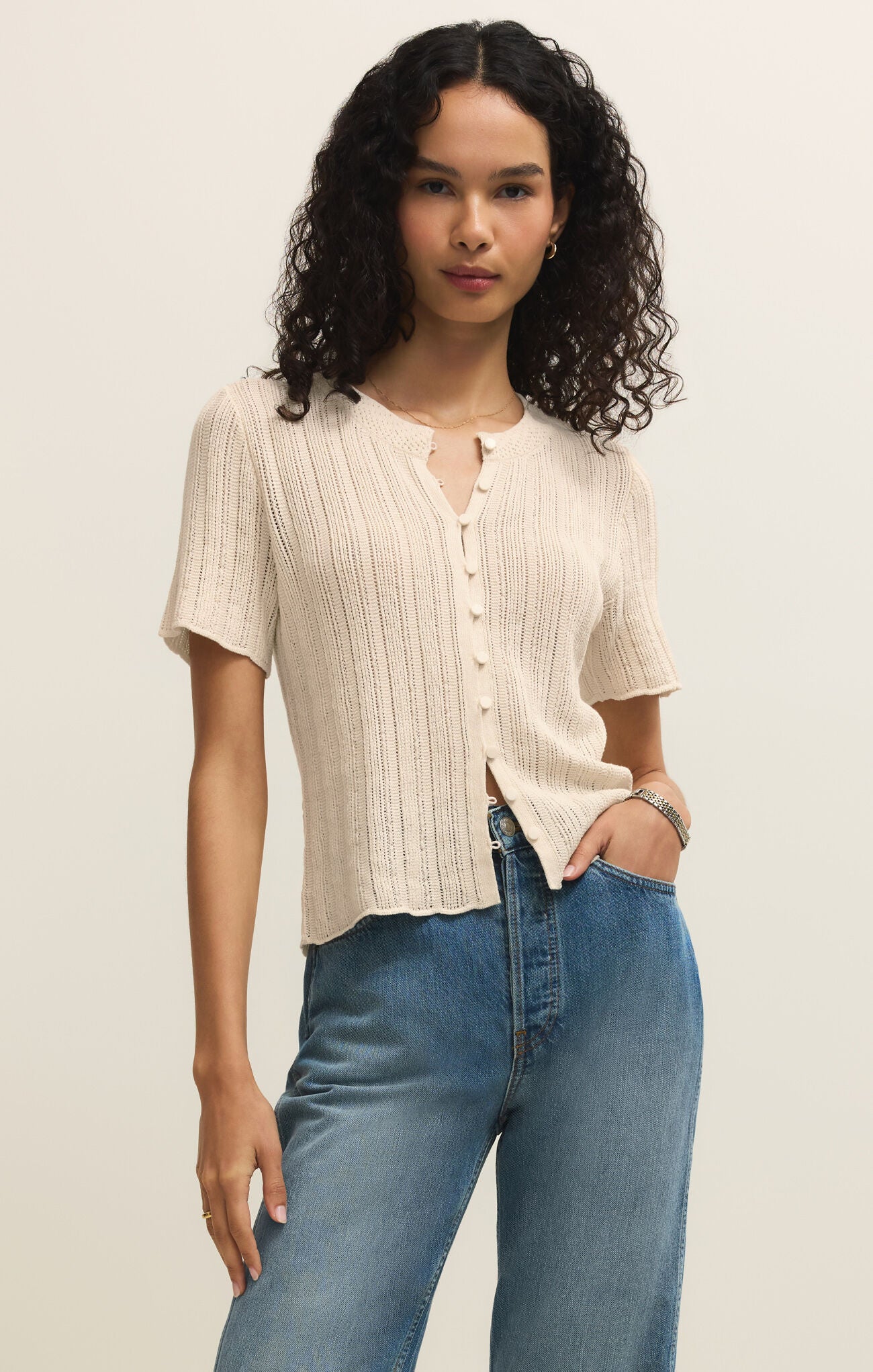 Short sleeve crochet top 