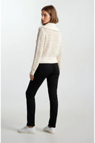 Zip - Up Pointelle Open Knit Sweater Jacket - Ivory - happenstance.