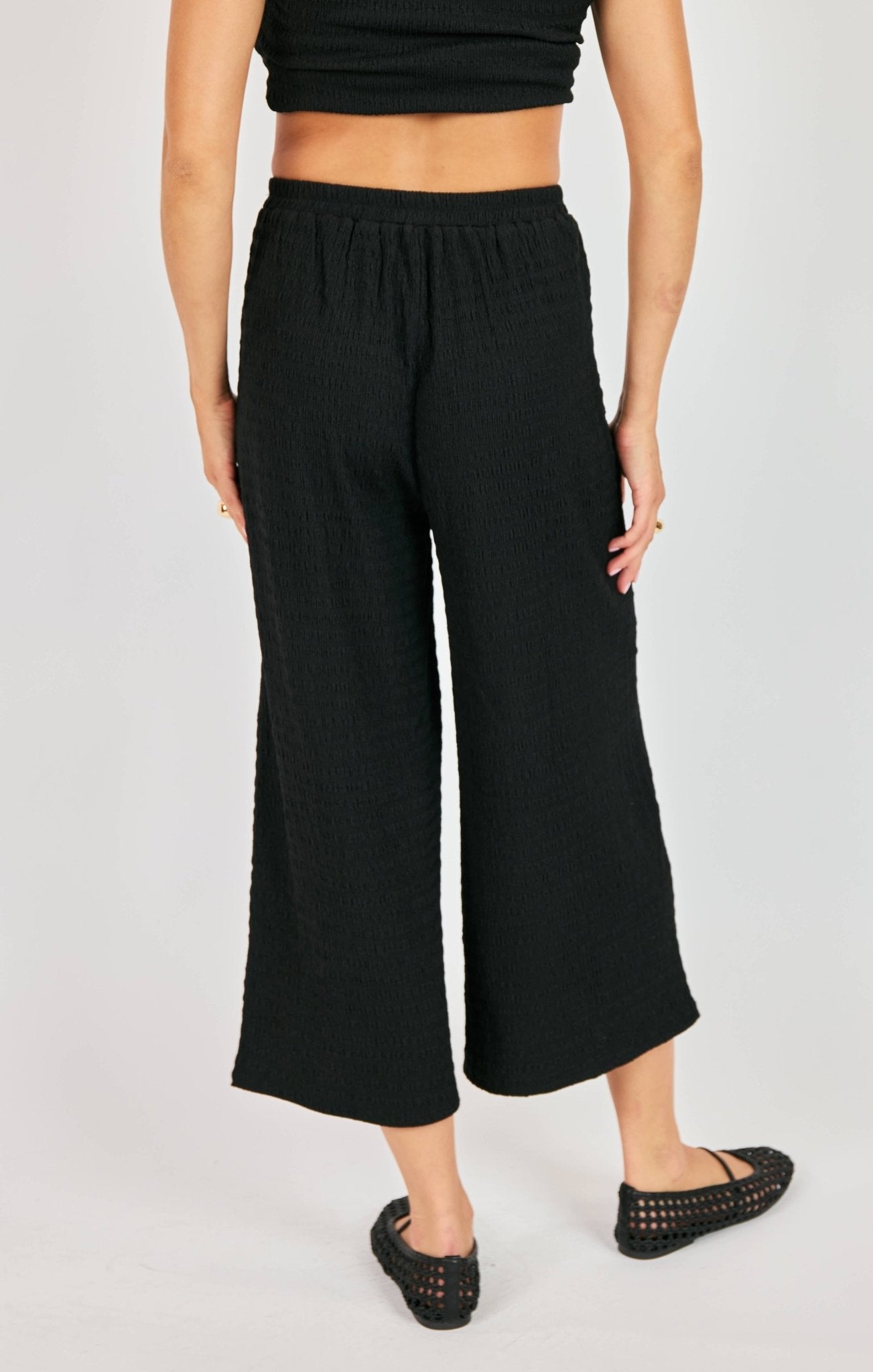 Howdy Textured Wide - Leg Pants - happenstance.
